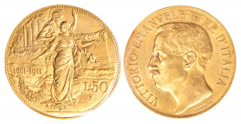 VITTORIO EMANUELE III (1900-1943) - 50 lire 1911
Oro
Gigante 19 Rara
Sigillat...