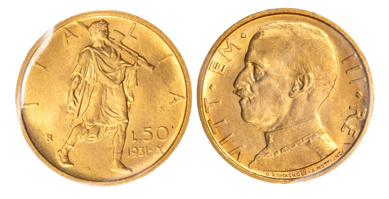 VITTORIO EMANUELE III (1900-1943) - 50 lire 1931 anno IX
Oro
Gigante 20
Sigil...