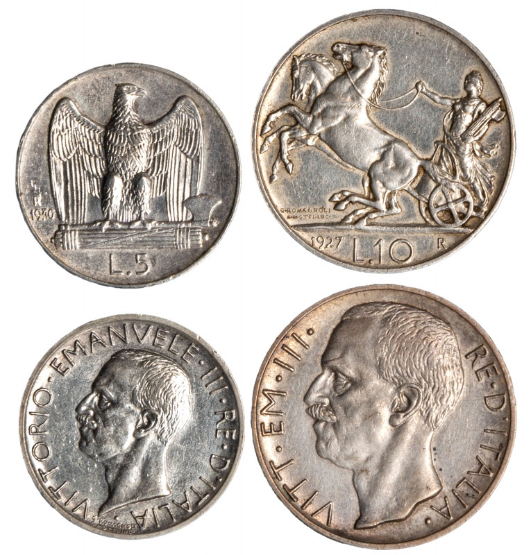 VITTORIO EMANUELE III (1900-1943) - Lotto 2 monete
10 lire 1927, una rosetta
A...