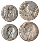 VITTORIO EMANUELE III (1900-1943) - Lotto 2 monete
10 lire 1927, una rosetta
Argento
Gigante 56 Non comune
m.BB
Tracce di pulizia

5 lire 1930...