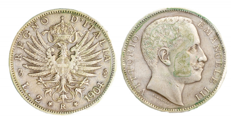 VITTORIO EMANUELE III (1900-1943) - 2 lire 1904
Argento
Gigante 92 Molto rara...