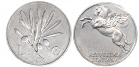 REPUBBLICA ITALIANA - 10 lire 1947
Italma
Gigante 230 Estremamente rara
Sigillata q.FDC dal perito Enrico Zamboni