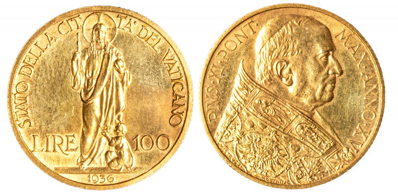 CITTA' DEL VATICANO - PIO XI (1929-1938) - 100 lire 1936
Oro
Gigante 8 Raro
S...