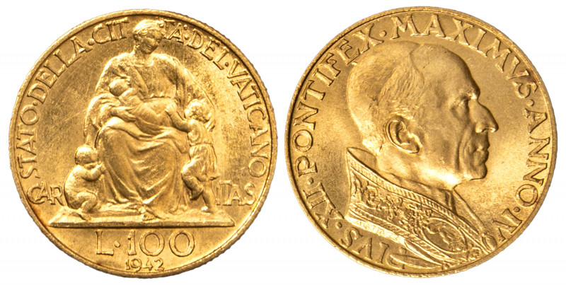 CITTA' DEL VATICANO - PIO XII (1939-1958) - 100 lire 1942
Oro
Gigante 100 Raro...