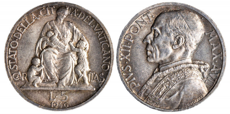 CITTA' DEL VATICANO - PIO XII (1939-1958) - 5 lire 1946
Argento
Gigante 153 Ra...