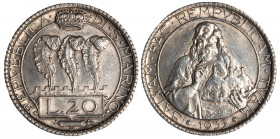 REPUBBLICA DI SAN MARINO - Vecchia monetazione (1864-1938) - 20 lire 1935
Argento
Gigante 5
Due lievi colpetti al /R e tracce di pulizia
BB-SPL