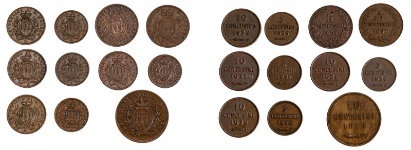 REPUBBLICA DI SAN MARINO - Vecchia monetazione (1864-1938) - Lotto 10 monete da ...