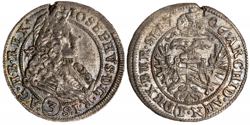 AUSTRIA - GIUSEPPE I (1705-1711) - 3 Kreuzer 1706
KM# 1428
q.SPL
Lieve frattu...