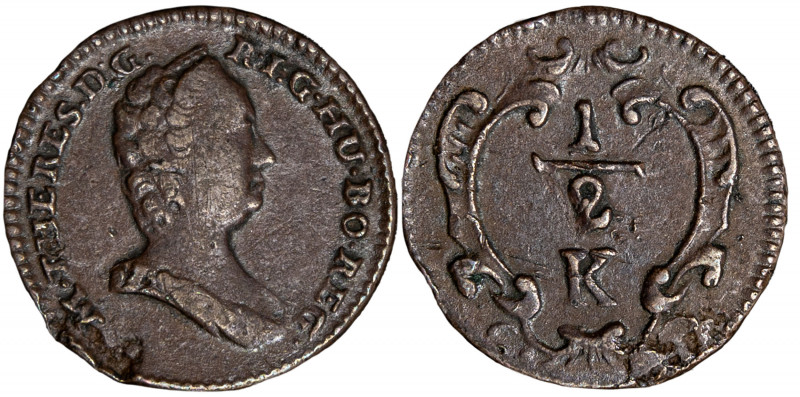 AUSTRIA - MARIA TERESA (1740-1780) - 1/2 Kreuzer 1760 (senza data)
Rame
KM# 19...