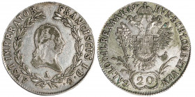 AUSTRIA - Francesco I, Imperatore (1806-1835) - 20 Kreuzer 1819, Vienna
Argento
KM# 2143
q.BB/BB+