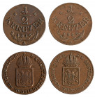 AUSTRIA - Francesco I, Imperatore (1806-1835) - lotto 2 monete da 1/2 kreuzer 1816
Rame
KM# 2110
complessivamente BB-SPL