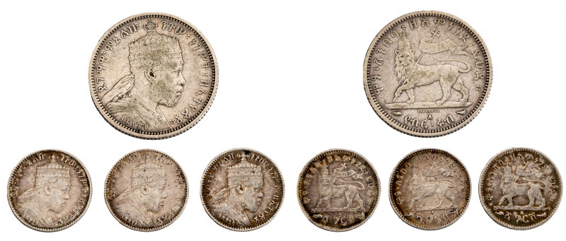 ETIOPIA - Menelik II (1889-1913) - lotto 4 monete
Argento
KM# 3 e 12
Varie co...
