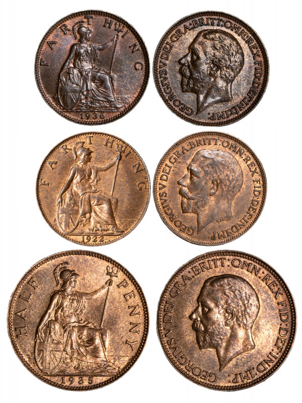 GRAN BRETAGNA - GIORGIO V (1910-1936), lotto 3 monete
1/2 penny, 1935
Rame
KM...