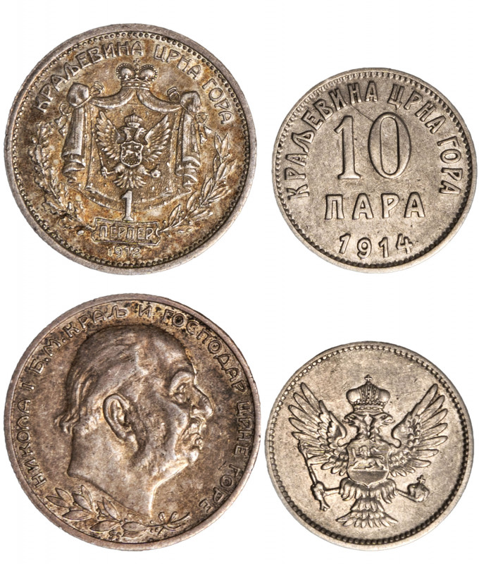 MONTENEGRO - NICOLA I (1860-1918) - Lotto 2 monete: 1 perpera 1912 e 10 para 191...