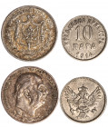 MONTENEGRO - NICOLA I (1860-1918) - Lotto 2 monete: 1 perpera 1912 e 10 para 1914
Argento e Nichel
KM# 14 e 18
q.SPL e BB