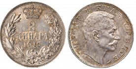 SERBIA - PIETRO I (1903-1921) - 2 dinara 1915
Argento
KM# 26
m.SPL