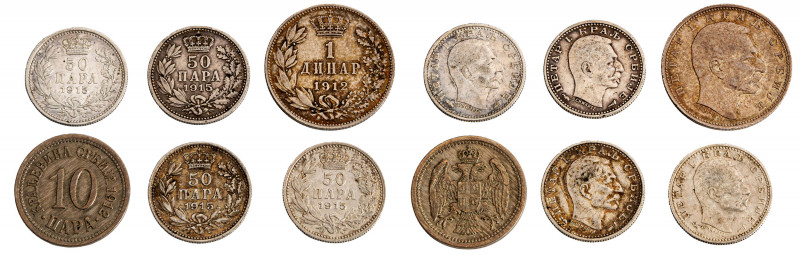 SERBIA - PIETRO I (1903-1921) - Lotto 6 monete
Argento e Nichel
KM# 19, 24, 25...