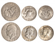 STATI UNITI - lotto 3 monete (Dollaro 1972, 1/2 dollaro 1963 e 1/2 dollaro 1964)
Vari metalli
KM# 198, 202, 203
Varie conservazioni da MB-BB a m.SP...