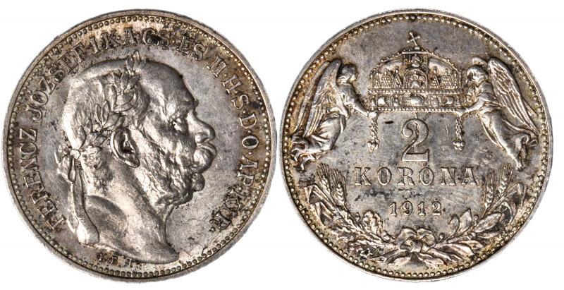 UNGHERIA - FRANCESCO GIUSEPPE (1848-1916), 2 Korona 1912
Argento
KM# 493
SPL-...