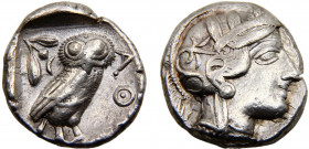 Greek Ancient States Attica, Athens AR Tetradrachm ca.454-404 BC Athens mint Helmeted head of Athena facing right, Owl standing right with head facing...