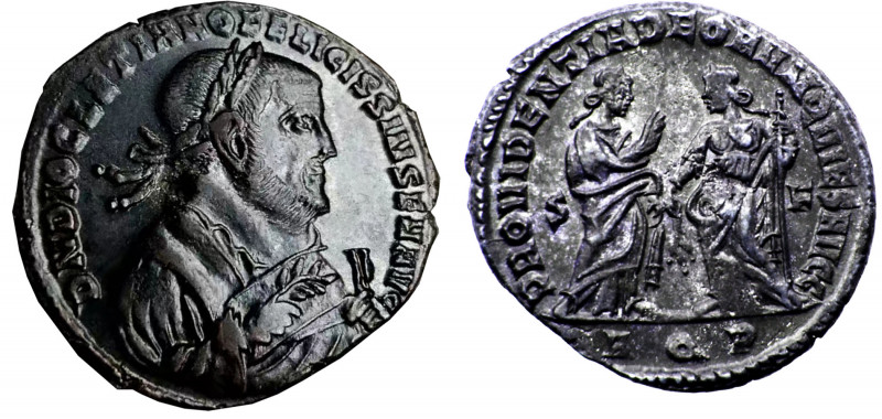 Roma Empire Diocletian AE Follis AD305-306 Aquileia mint Providentia and Quies, ...
