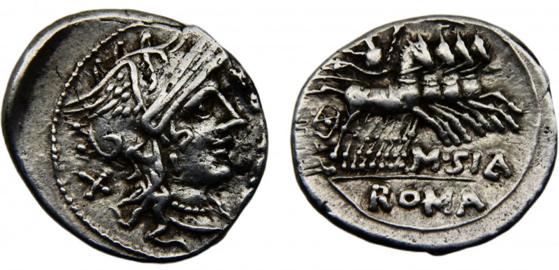 Roma Republic Q. Curtius and M. Silanus AR Denarius 116/115 BC Roma mint Helmete...