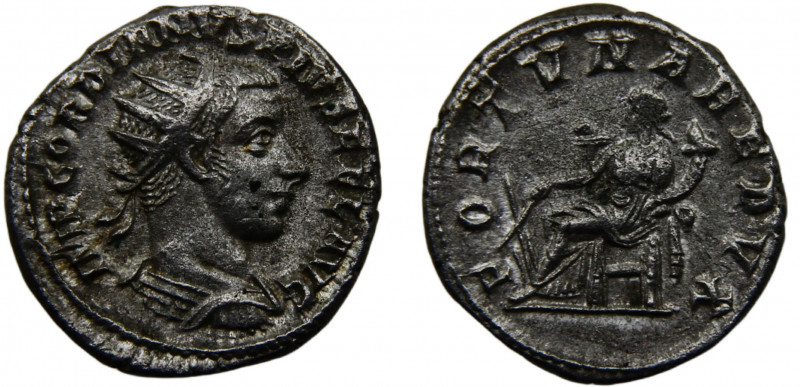 Roma Empire Gordian III AR Antoninianus AD243-244 Antioch mint Fortuna Silver 4....