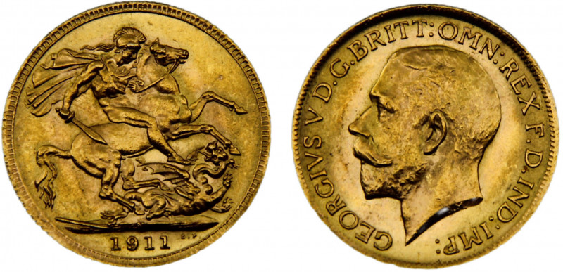 Australia Commonwealth George V 1 Sovereign 1911 M Melbourne mint Gold 0.9167 8g...