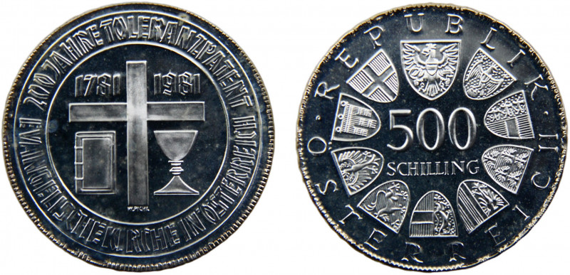 Austria Second Republic 500 Schilling 1981 Religious Tolerance Silver 0.64 24g K...