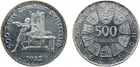 Austria Second Republic 500 Schilling 1982 Austrian Printing Silver 0.64 24g KM# 2957