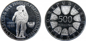 Austria Second Republic 500 Schilling 1984 Tirolean Revolution Silver 0.925 24g KM# 2966
