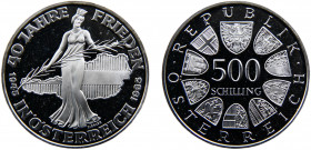 Austria Second Republic 500 Schilling 1985 Peace Silver 0.925 24g KM# 2972