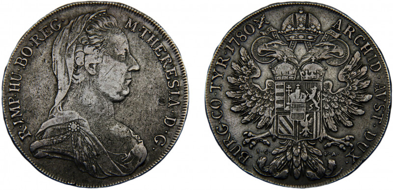 Austria Holy Roman Empire Joseph II 1 Thaler 1780 IC-FA(1780-1790) Vienna mint E...