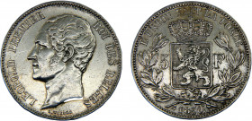 Belgium Kingdom Leopold I 5 Francs 1850 Brussels mint Silver 24.92g KM# 17