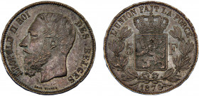 Belgium Kingdom Leopold II 5 Francs 1876 Brussels mint Silver 24.92g KM# 24
