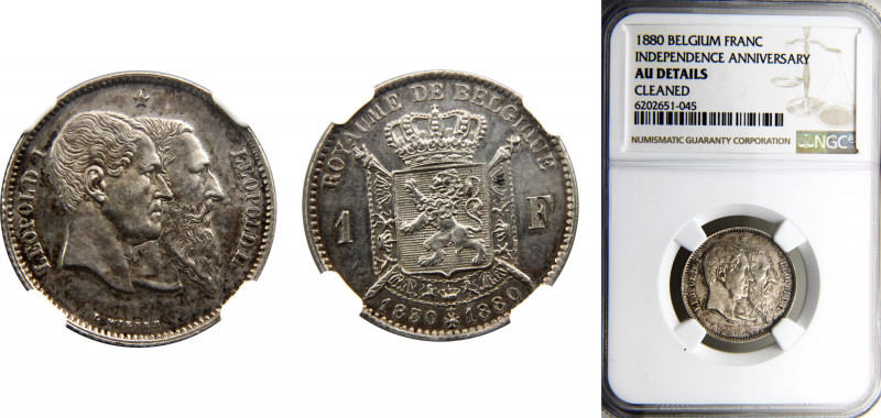 Belgium Kingdom Leopold II 1 Franc 1880 Fifty Years of the Belgian Independence ...