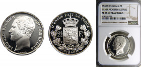 Belgium Kingdom Leopold I 2.5 Francs "1848"R Modern, restrikes NGC PF68 Silver