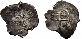 Bolivia Spanish colony Carlos II 2 Reales "1684-1697" P VR Potosi mint Colonial Cob coinage Silver 7.64g KM# 24