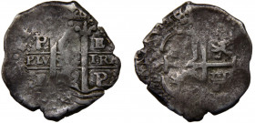 Bolivia Spanish colony Carlos II 2 Reales 1669 P E Potosi mint Colonial Cob coinage Silver 7.04g KM# 24