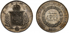 Brazil Empire Pedro II 1000 Réis 1865 Silver 12.76g KM# 465