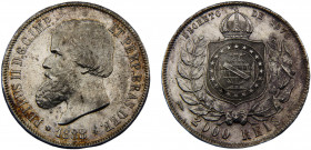Brazil Empire Pedro II 2000 Réis 1888 Silver 25.47g KM# 485