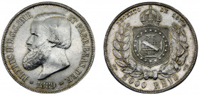 Brazil Empire Pedro II 2000 Réis 1889 Silver 25.58g KM# 485