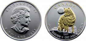 Canada Commonwealth Elizabeth II 5 Dollars 2011 Ottawa mint Timber Wolf Silver 0.999 31.58g KM# 1052