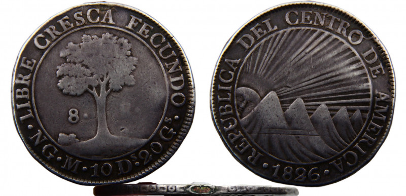 Central American Republic 8 Reales 1826 NG M Guatemala City mint Welding on the ...