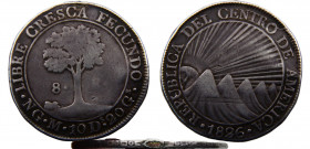Central American Republic 8 Reales 1826 NG M Guatemala City mint Welding on the edge Silver 26.5g KM# 4