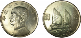 China 1 Dollar 1934 Bust of Sun Yat-sen, Junk Silver 26.76g KM# Y-345