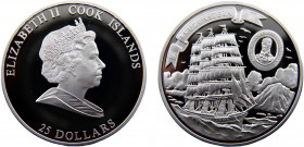 Cook Islands Dependency of New Zealand Elizabeth II 25 Dollars 2008 Perth mint(Mintage 500) Kruzenstern Silver 0.999 158.8g KM# 1323