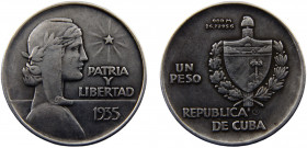 Cuba First Republic 1 Peso 1935 Philadelphia mint "ABC" Peso Silver 25.28g KM# 22