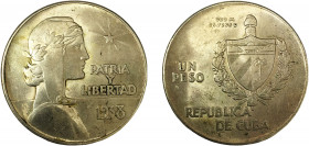Cuba First Republic 1 Peso 1938 Philadelphia mint "ABC" Peso Silver 26.68g KM# 22