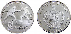 Cuba Second Republic 10 Pesos 1997 XXVII Olympics Sydney, 2000 Silver 0.999 15.02g KM# 591